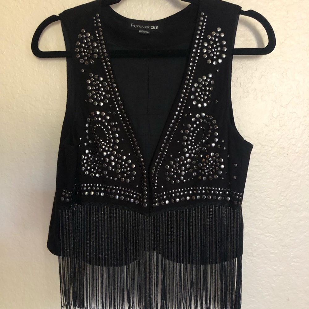 Black Suede Studded Western Vest
